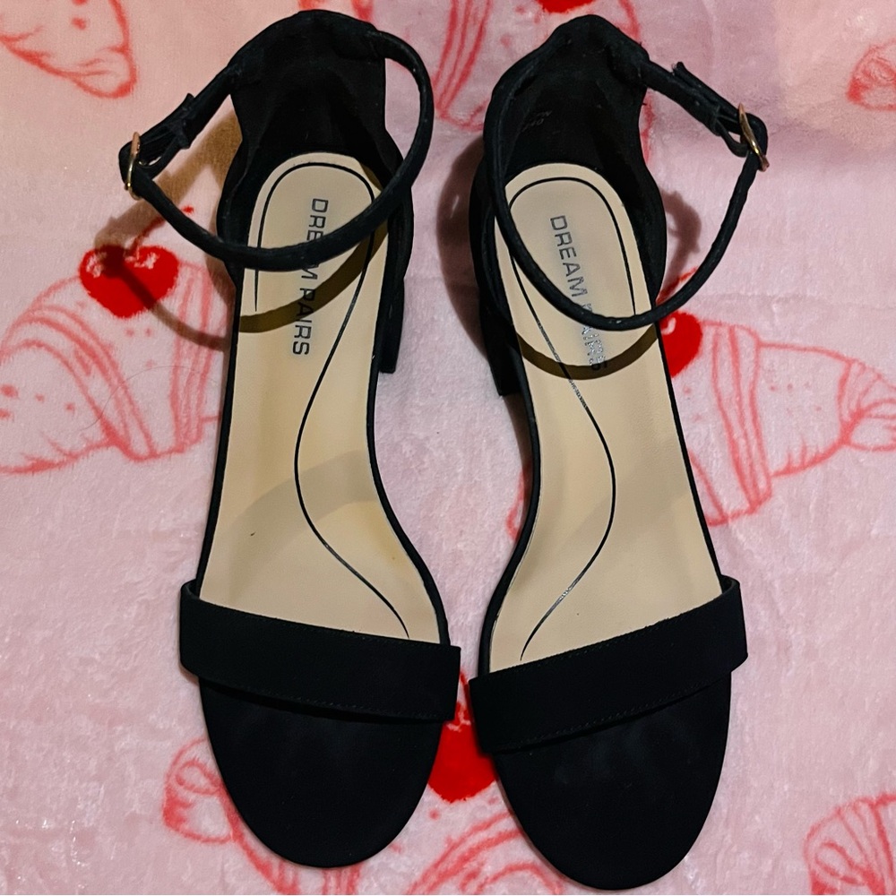 Dream Paris Black Chunky Block Heels – Women’s Size 7